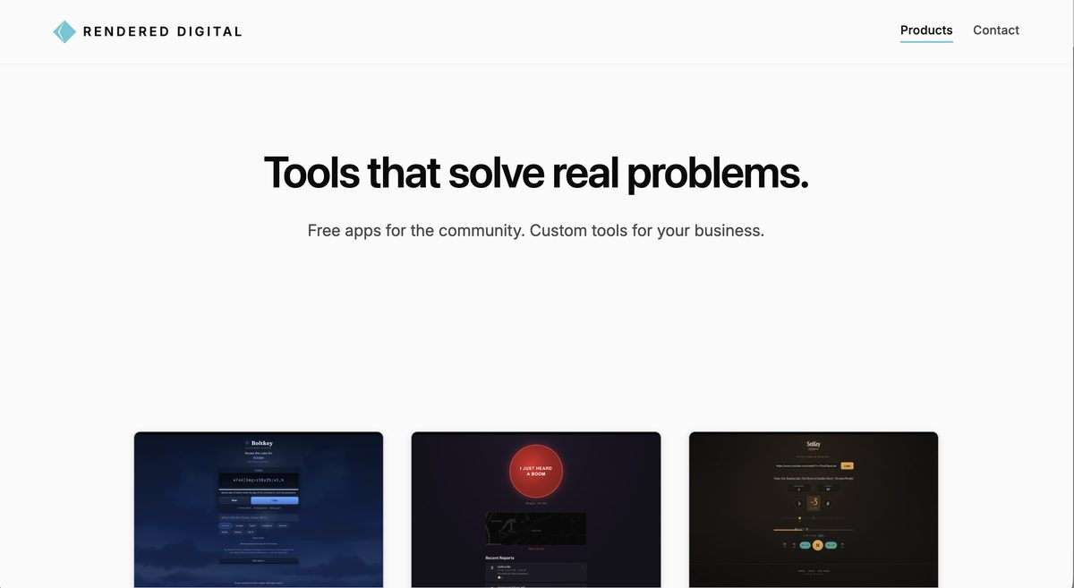 Rendered Digital homepage
