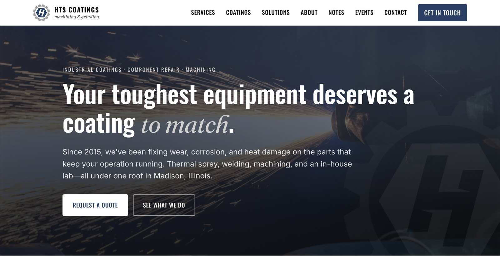 HTS Coatings website, designed and built by Rendered